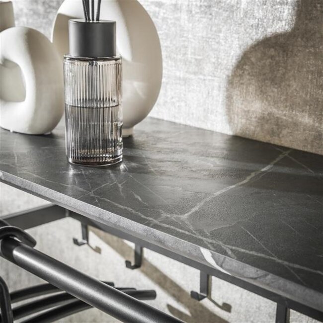 PS-Collection Roede 6 Haaks Kapstok - 80x30x24cm - Zwart/Bruin - Metaal