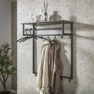 PS-Collection Wandkapstok Zwart Bruin Metaal 12 Haken Tenaro