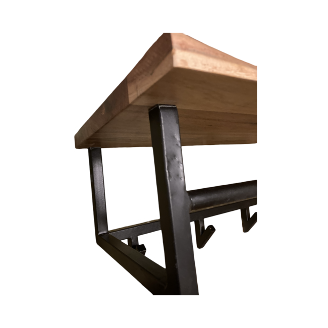 Kapstok met 6 Haken - Acaciahout & Metaal - Tweede Kans