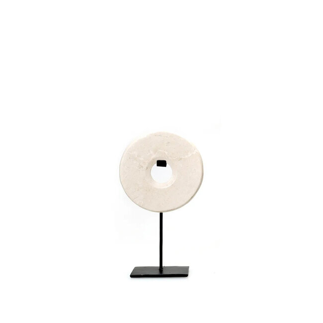 De Marmeren Disc op Stand - 15x7x25cm - Wit - Marmer