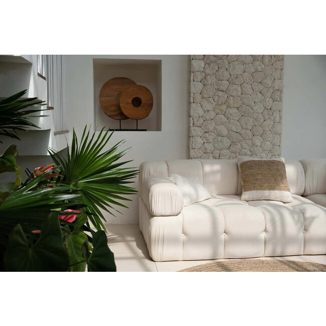 De Teak Disc op Stand - 48x15x60cm - Naturel - Teakhout/Metaal