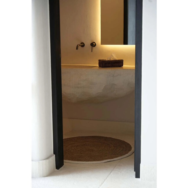 Het Seagrass & Katoen Rond Tapijt - Naturel Wit - 100