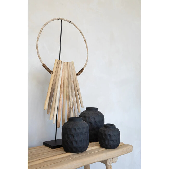 De Wooden Sticks op Stand - 12x40x85cm - Naturel - Gras/Hout