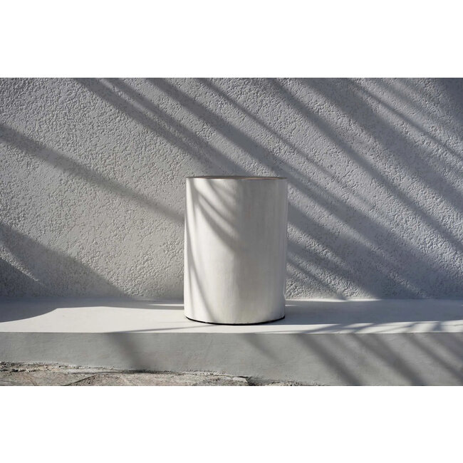 De Tribe Kruk - ø30x40cm - Naturel/Wit - Teakhout