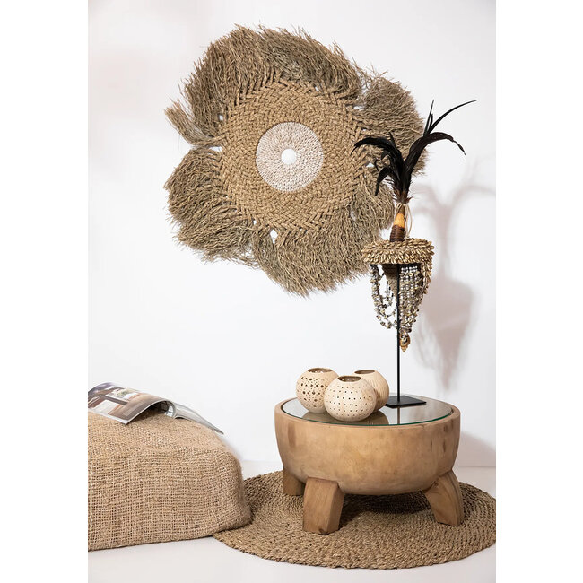 Het Mekong River Tapijt - ø90cm - Naturel - Zeegras