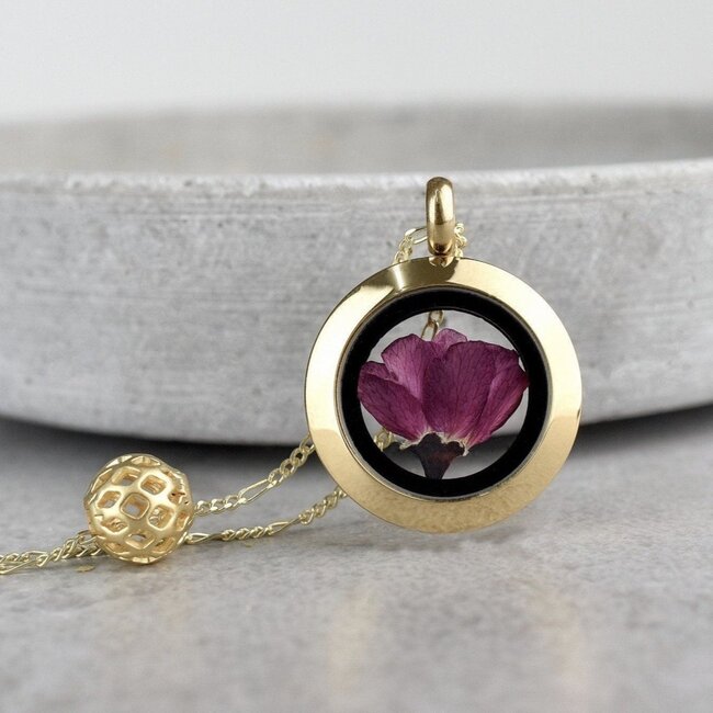 Ketting met Kersenbloesem Hanger - 925 Sterling Verguld