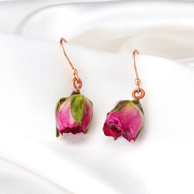 Rozenoorbellen van Echte Bloemen – 925 Sterling Roséverguld