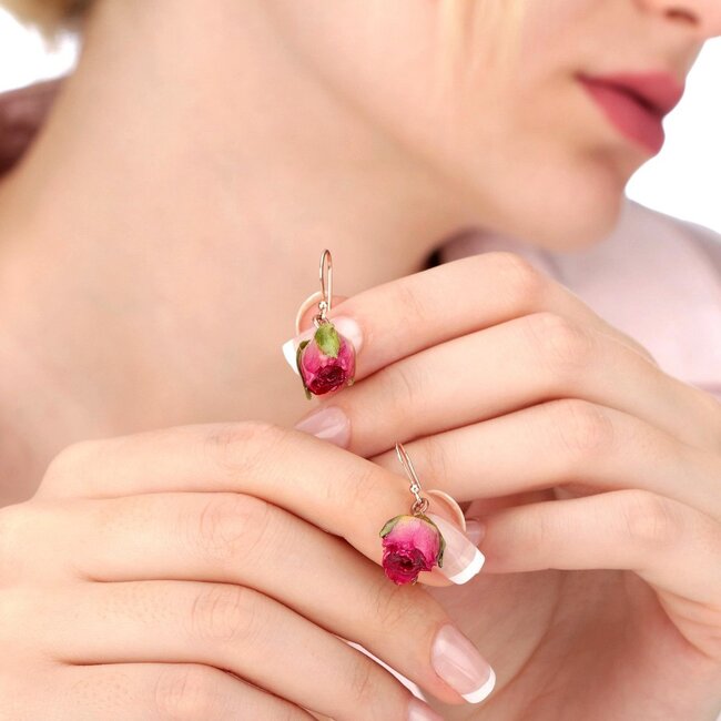 Rozenoorbellen van Echte Bloemen – 925 Sterling Roséverguld
