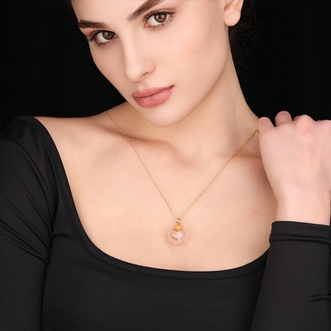 Kersenbloesem Ketting - 925 Sterling Verguld Goud