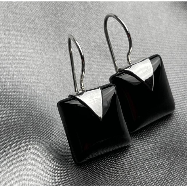 Onyx Edelsteen Oorbellen – 925 Sterling Zilver