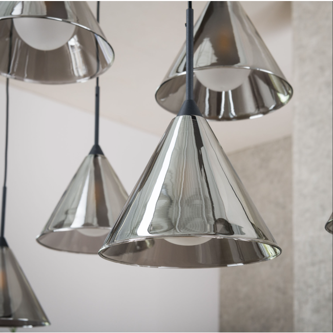 Tapse Kap 5+4 Hanglamp - 130x32x150cm - Smoke Grey - Glas