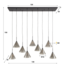 Tapse Kap 5+4 Hanglamp - 130x32x150cm - Smoke Grey - Glas