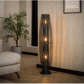 PS-Collection Cylinder Mesh 3L Vloerlamp - 27x120cm - Charcoal - Metaal