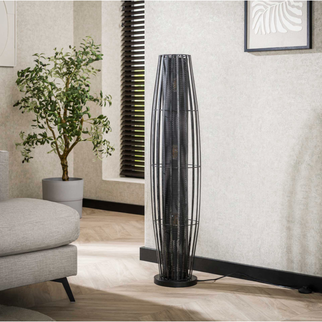 PS-Collection Cylinder Mesh 3L Vloerlamp - 27x120cm - Charcoal - Metaal
