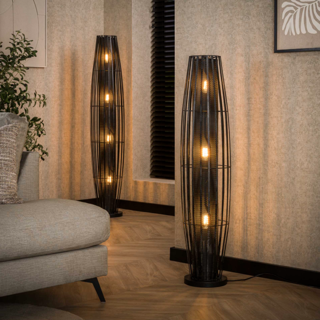 PS-Collection Cylinder Mesh 3L Vloerlamp - 27x120cm - Charcoal - Metaal
