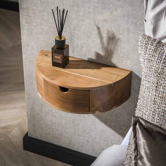 PS-Collection Zwevend Nachtkastje Acaciahout Naturel Curve 1 Lade