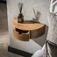 Zwevend Nachtkastje Acaciahout Naturel Curve 1 Lade
