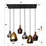 PS-Collection Mix Glass Tricolore Hanglamp - 95x40x150 cm - Zwart - Glas/Metaal 