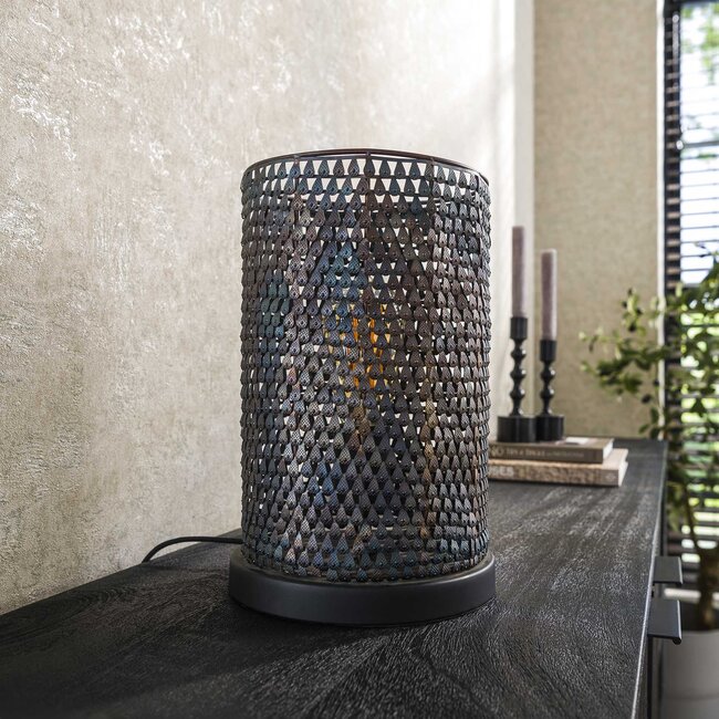 Tafellamp Zwart Bruin Metaal Industrieel Armor Tube