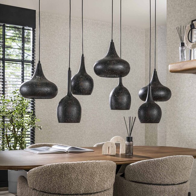 Hanglamp Artic Zwart Metaal - 7 Lichtpunten Zip