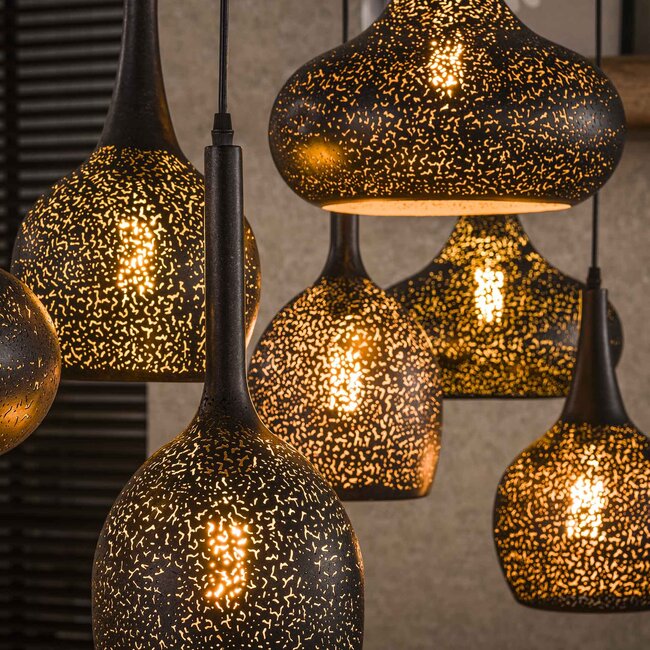 Hanglamp Artic Zwart Metaal - 7 Lichtpunten Zip