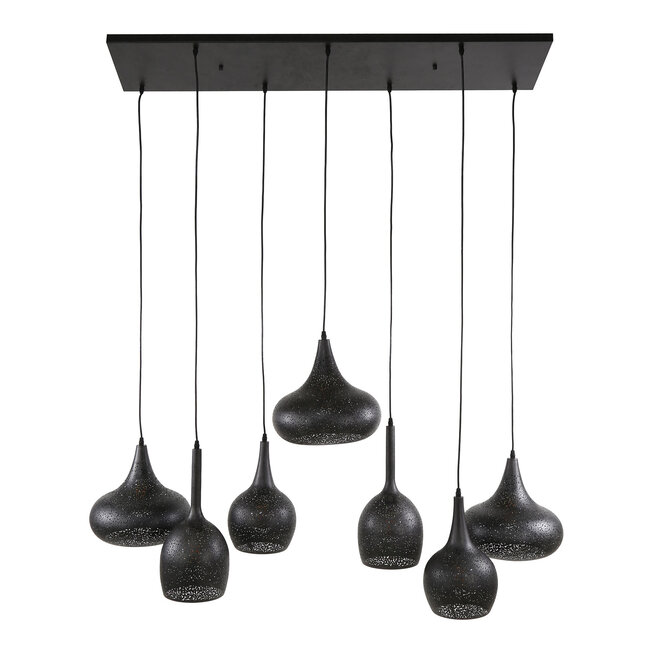 Hanglamp Artic Zwart Metaal - 7 Lichtpunten Zip