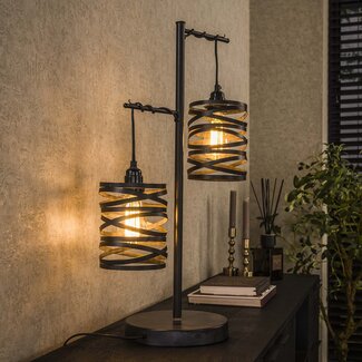 PS-Collection Tafellamp Metaal Slate Grey 2 Lichtpunten - Spindle