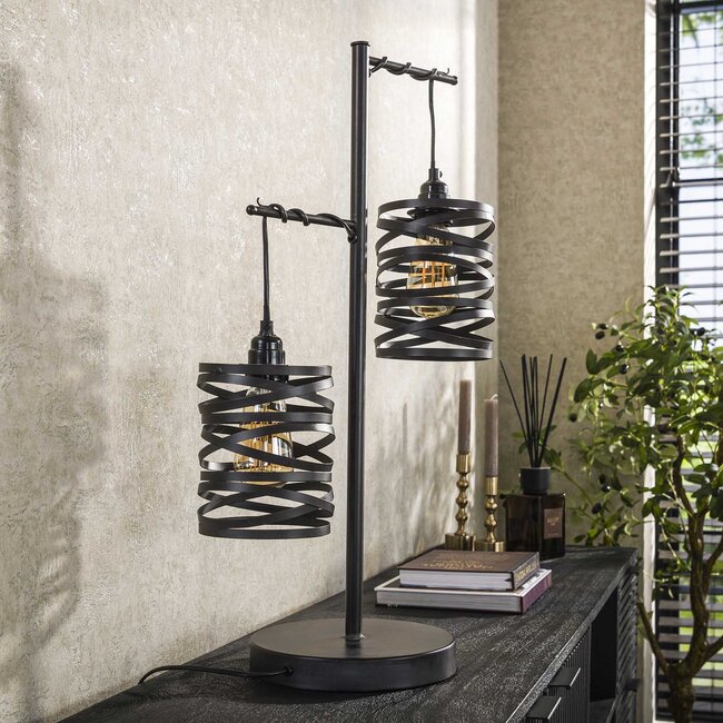 Tafellamp Slate Grey Metaal Spindle 2-lichts
