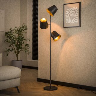 PS-Collection Vloerlamp Charcoal Metaal 3 Lichtpunten - Kinetic