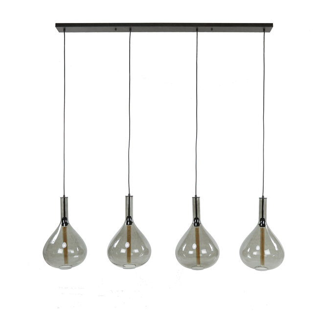 Hanglamp Smoke Glas Arctic Zwart 4 Lichtpunten - Drop