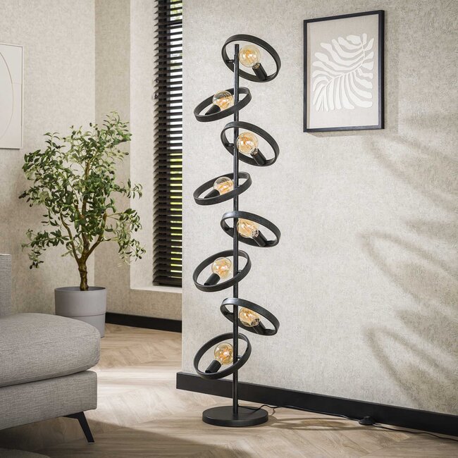 Vloerlamp Charcoal Metaal 8 Lichtpunten - Hover