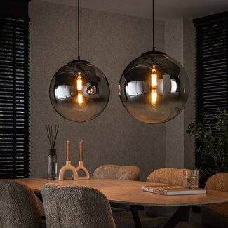 PS-Collection Hanglamp Rookglas Metaal Bubble Shaded XL 2-lichts
