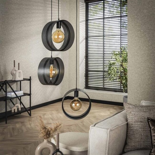 Hanglamp Metaal Charcoal 3 Lichtpunten - Ring Mesh