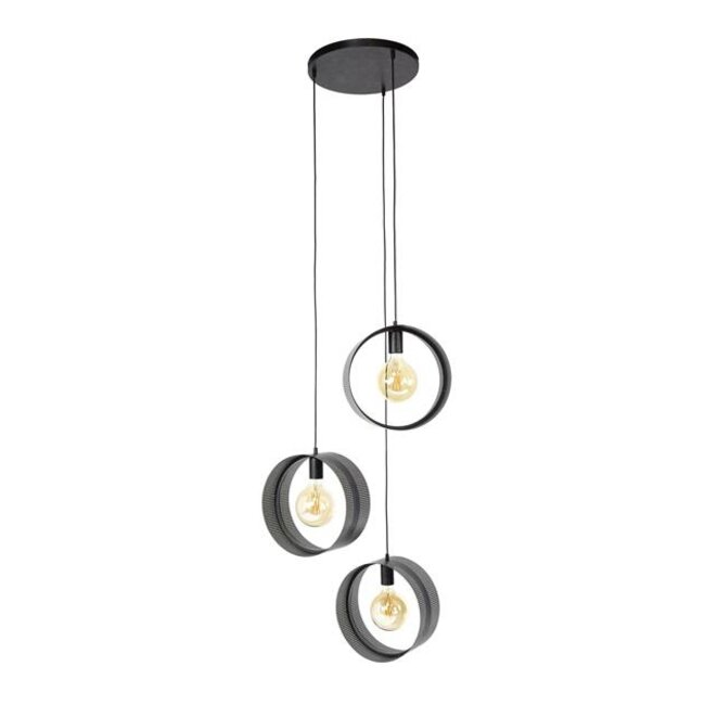 Hanglamp Metaal Charcoal 3 Lichtpunten - Ring Mesh