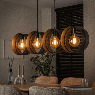 PS-Collection Hanglamp Charcoal Metaal 4 Lichtpunten - Ring Mesh