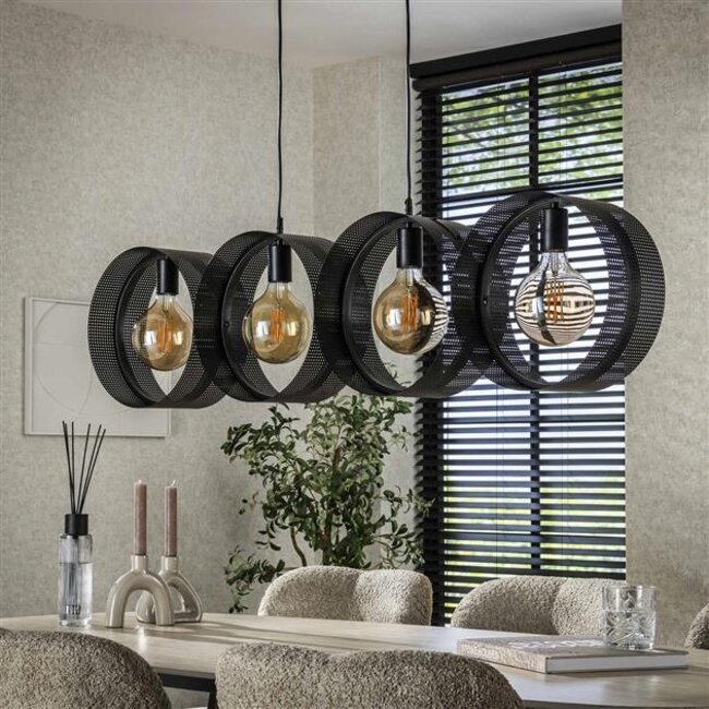 Hanglamp Charcoal Metaal 4 Lichtpunten - Ring Mesh