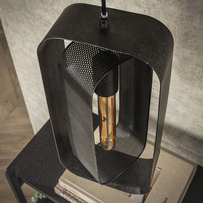 PS-Collection Mesh Rotate 3L Hanglamp - 35x35x150 cm - Zwart - Metaal