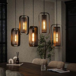 PS-Collection Hanglamp Metaal Zwart - Mesh Rotate 5-lichts