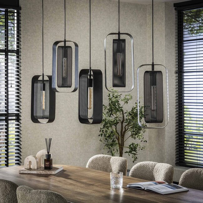 Hanglamp Metaal Zwart - Mesh Rotate 5-lichts