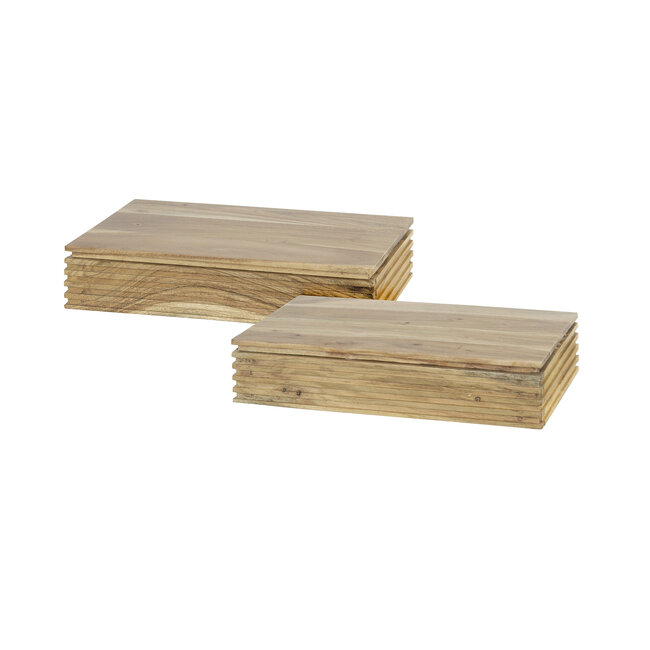 Layer 1L Set van 2 Nachtkastjes - 40x25x8cm - Naturel - Acaciahout