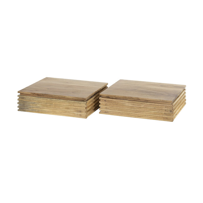 Layer 1L Set van 2 Nachtkastjes - 30x25x8cm - Naturel - Acaciahout