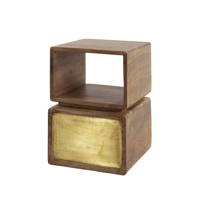 PS-Collection Brass 1L Nachtkastje - 30x30x42cm - Zandkleur - Mangohout