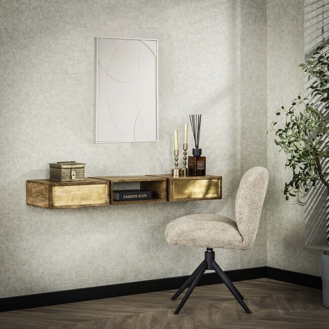 PS-Collection Brass 2L Kaptafel - 123x30x15cm - Zandkleur - Mangohout