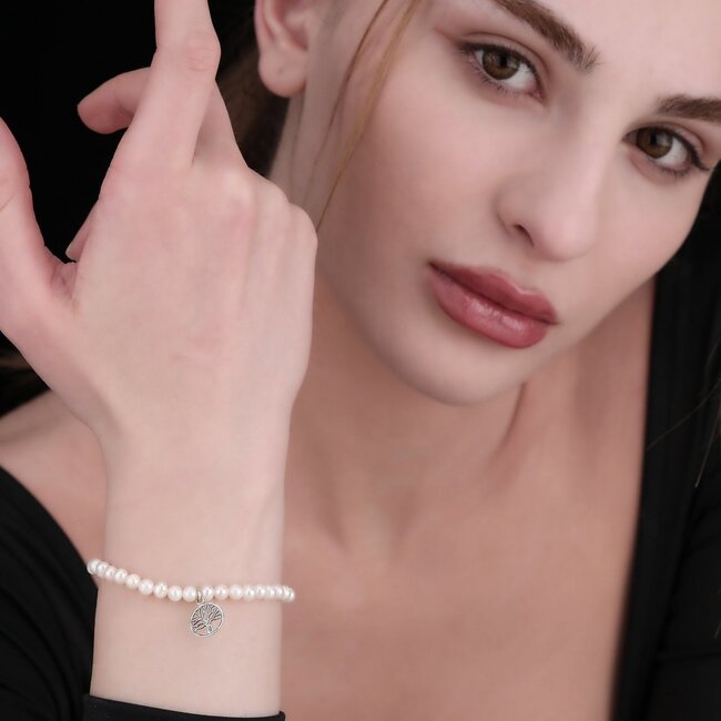 Elegante Zoetwaterparel Armband - 925 Sterling Zilver