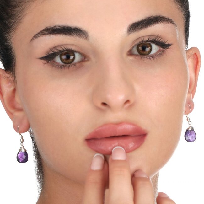 Amethist Edelsteen Oorbellen – 925 Sterling Zilver