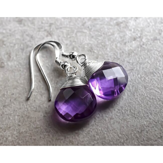 Amethist Edelsteen Oorbellen – 925 Sterling Zilver