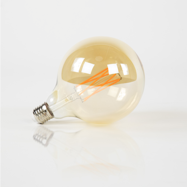 PS-Collection Lichtbron LED G125 Filament Bol - Ø12,5cm - Amber Glas