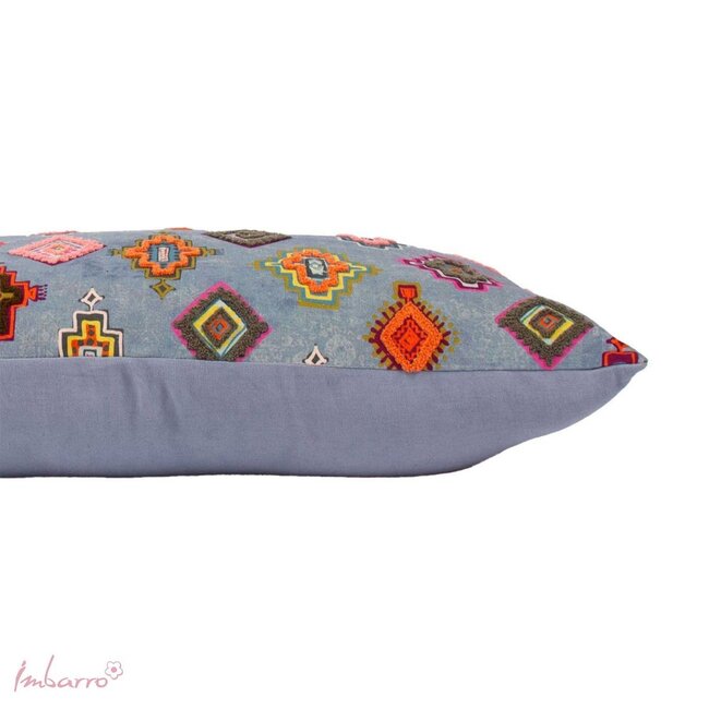 Sierkussen Clarie - 40x80 cm - Blauw - Katoen