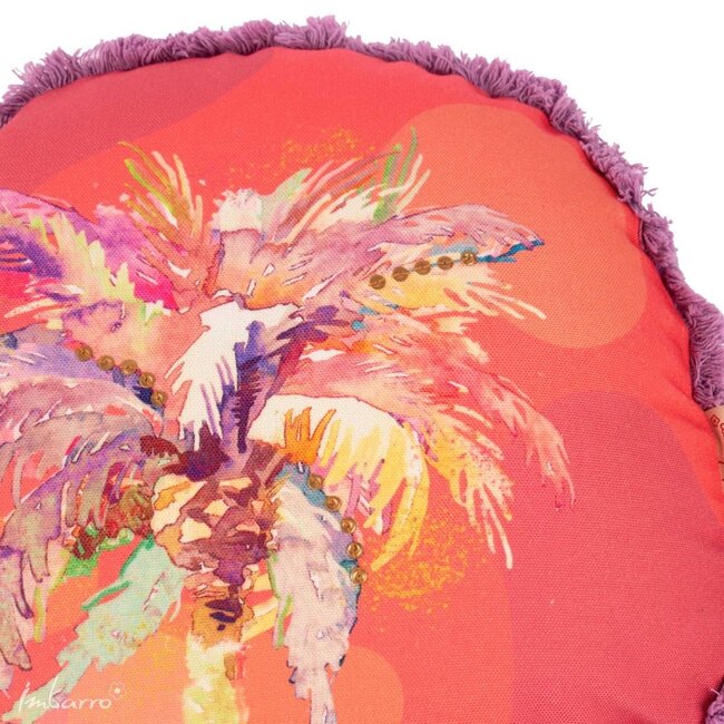 Sierkussen Palmtree - ø40cm - Roze - P.E.T. Gerecycled Plastic