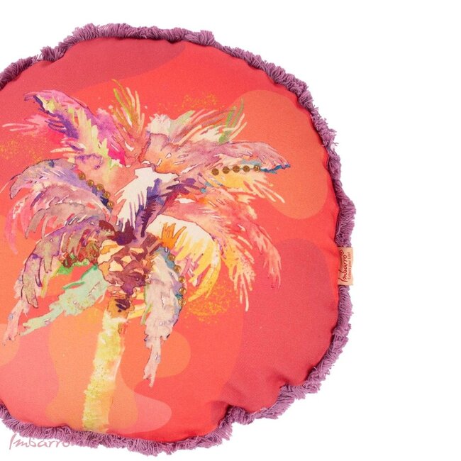 Imbarro Sierkussen Palmtree - ø40cm - Roze - P.E.T. Gerecycled Plastic